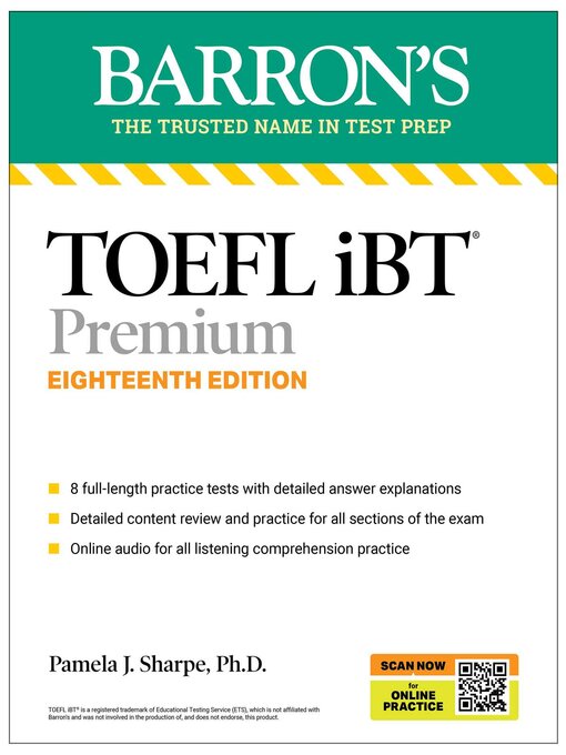 Title details for TOEFL iBT Premium with 8 Practice Tests + Online Audio by Pamela J. Sharpe - Wait list
